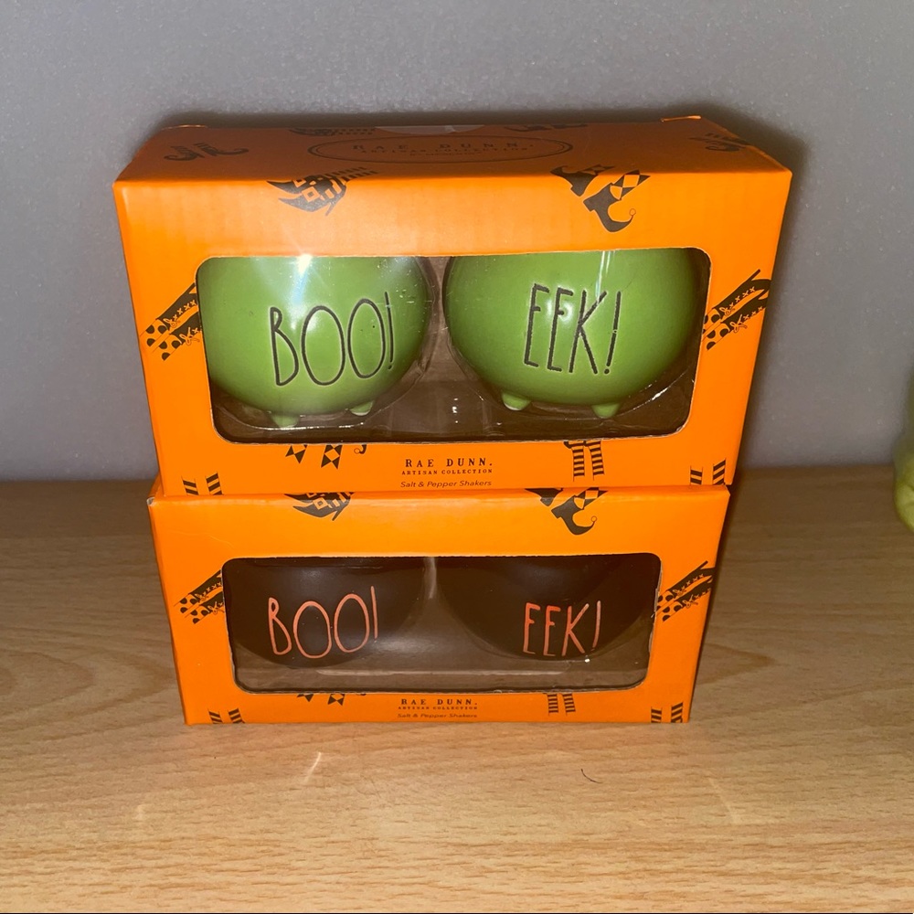Rae Dunn BOO & EEK Cauldron Salt & Pepper Shaker Sets - Picture 3 of 6